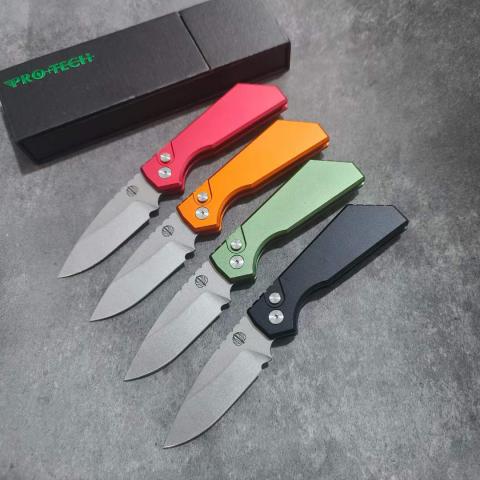 PT侧跳 多色 （440C钢材，航空铝手柄，石洗+砂光，按钮侧跳） 全长18cm