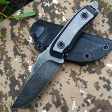 刀耕火种 户外小直 G10碳纤维柄 附Kydex鞘 (9Cr18Mov不锈钢镀钛石洗) 全长22.5