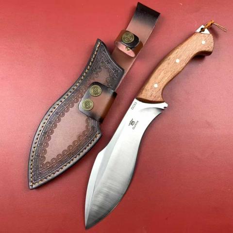 十厘狗腿重型排障刀 黄檀木柄 （DC53） 35.5cm 附皮套