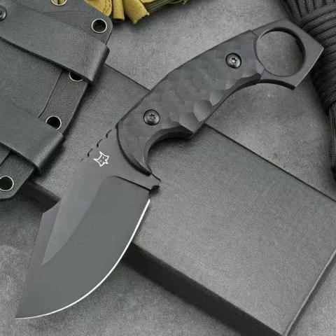 FX-633战术直爪 N690Co钢 黑钛 ABS工程塑料柄 一体龙骨 全长20.8厘米 附K鞘 出口版简包