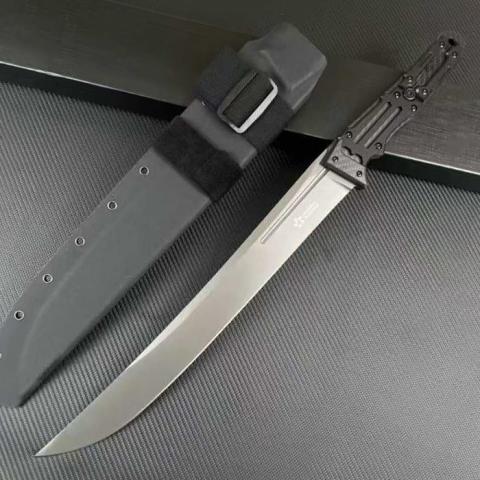 雷电之剑 战术直 碳纤维+G10手柄 附战术K鞘 （CPM-3V钢灰色镀钛） 全长59.3