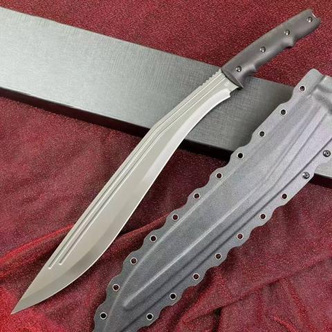 廓尔喀 君王 巨型尼泊尔弯刀 战术直刀 （DC53钢材，G10手柄，纳米灰钛涂层，附尼龙玻纤战术K鞘） 全长57.5cm