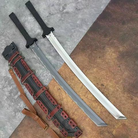 顶级大武士 ONE-OFF展会唯一版 武士刀 （Z-Wear粉末钢，G10手柄，附K+包层牛皮鞘） 全长96cm
