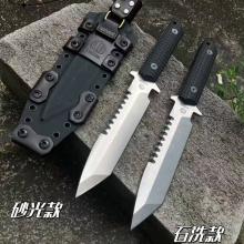 海豹特击队系列 黑色复合G10手柄 K鞘+植鞣皮套 (ATS-34合金钢 砂光/石洗) 全长29 SEAL2001