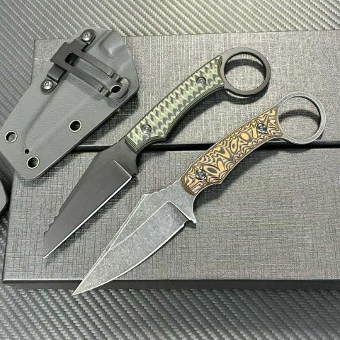 翼龙爪 小直 爪刀 双色G10手柄 （D2钢发黑黑洗） 全长18cm B07