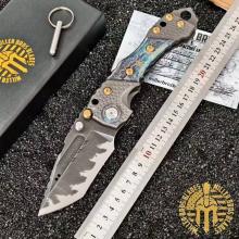 烧钛闪电纹 T1重型战术折刀 附口袋夹 碳纤维手柄 全长25.5 (Z-Wear粉末钢)