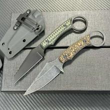 翼龙爪 小直 爪刀 双色G10手柄 (D2钢发黑黑洗) 全长18cm B07