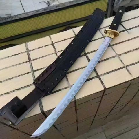 联合本州 武士肋差 微弧形覆土烧刃G10柄 一体龙骨武士刀 附K鞘 (1905Cro-Van钢 数控水磨/覆土烧刃) 全长62