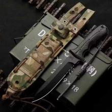 太平洋7寸教官半齿军版 直刀 太空亚麻柄 灰钛表面 半齿刃 战术尼龙鞘 (CPM-MagnaCut粉末钢 真空镀钛) 全长31 Pacific