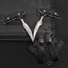 蜜蜂手刺双鞘版 全刃加全齿 双刃设计 战术手刺 (不锈钢) 全长11 蜜蜂手刺