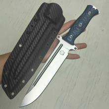 轻骑兵 直刀 黑蓝色G10铝柄 防锈纹处理 二次开刃 附碳纤纹K鞘 (A8钢 钢本砂光) 全长34 轻骑兵