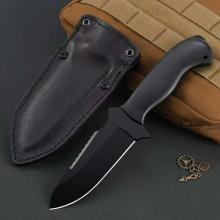 搜救队 直刀 米卡塔柄 黑钛刃面 牛皮鞘 (80CrV2钢 黑钛处理) 全长24 Search and Rescue Knife