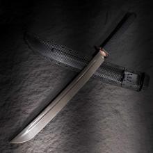 暴君 宽体战术直刀 双色G10柄 不锈钢紫铜装具 碳纤维K鞘 (9SiCr钢 PVD镀钛) 全长90 Tyrant