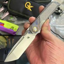 QK原创银翼 M390粉末钢 半一体式TC4钛合金+钛马柄 折叠刀 (奥地利M390粉末钢 陶瓷轴承) 全长21