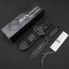 0084 限量款战术直刀 TPE防滑柄 黑钛 附Kydex鞘 (420HC钢 黑钛) 全长33 0084BKXLE-B